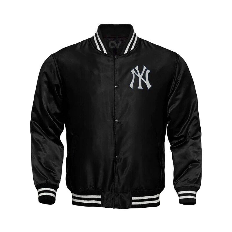 New York Yankees NY Starter Locker Room Satin Varsity Full-Snap Black Jacket