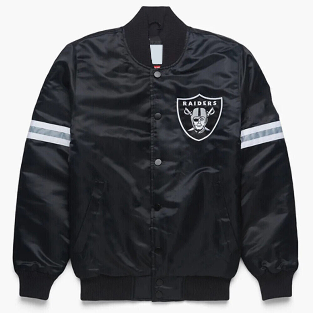 NFL Las Vegas Raiders Vintage 80s Black Satin College Baseball Varsity ...