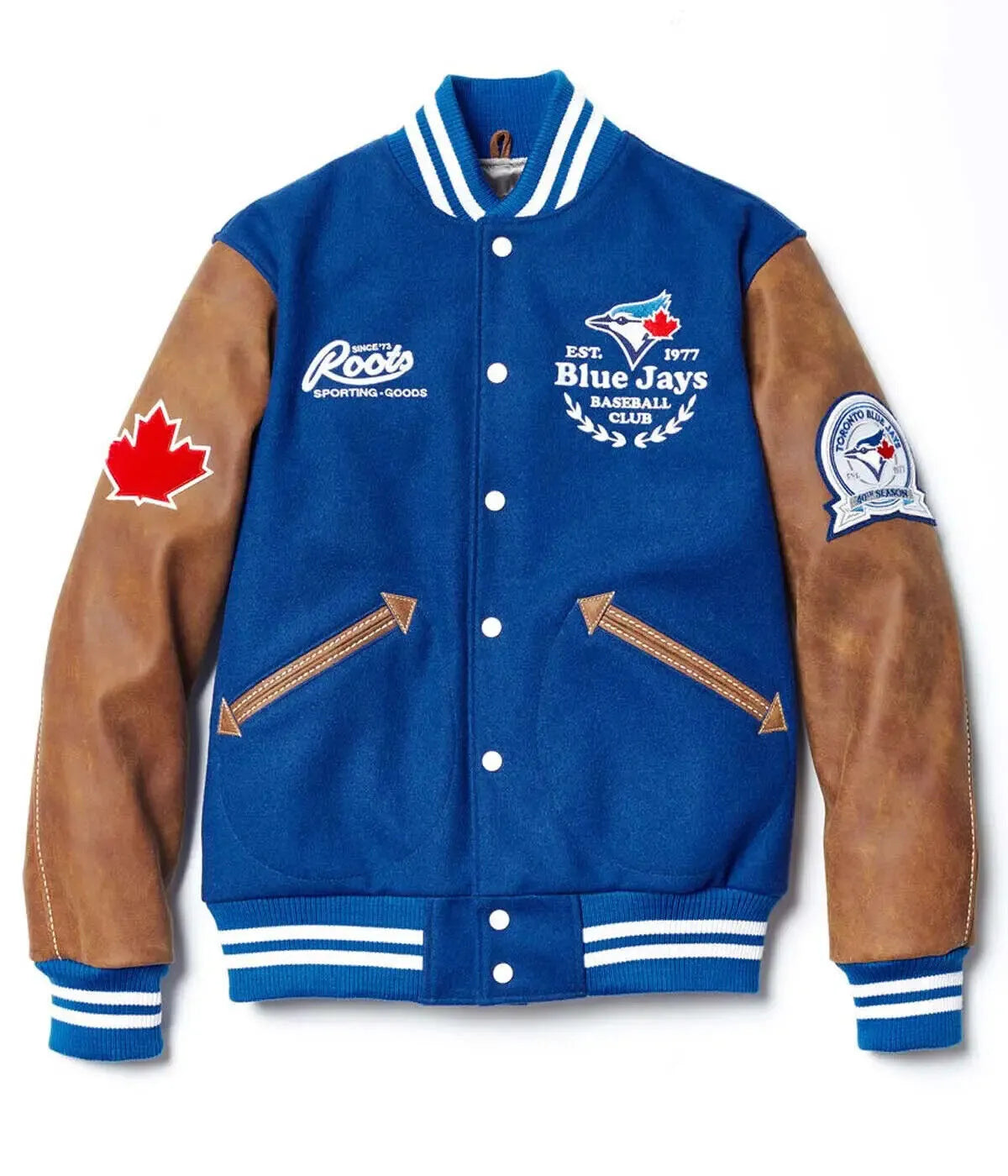 Letterman Toronto Blue Jays Blue and Brown Varsity Jacket