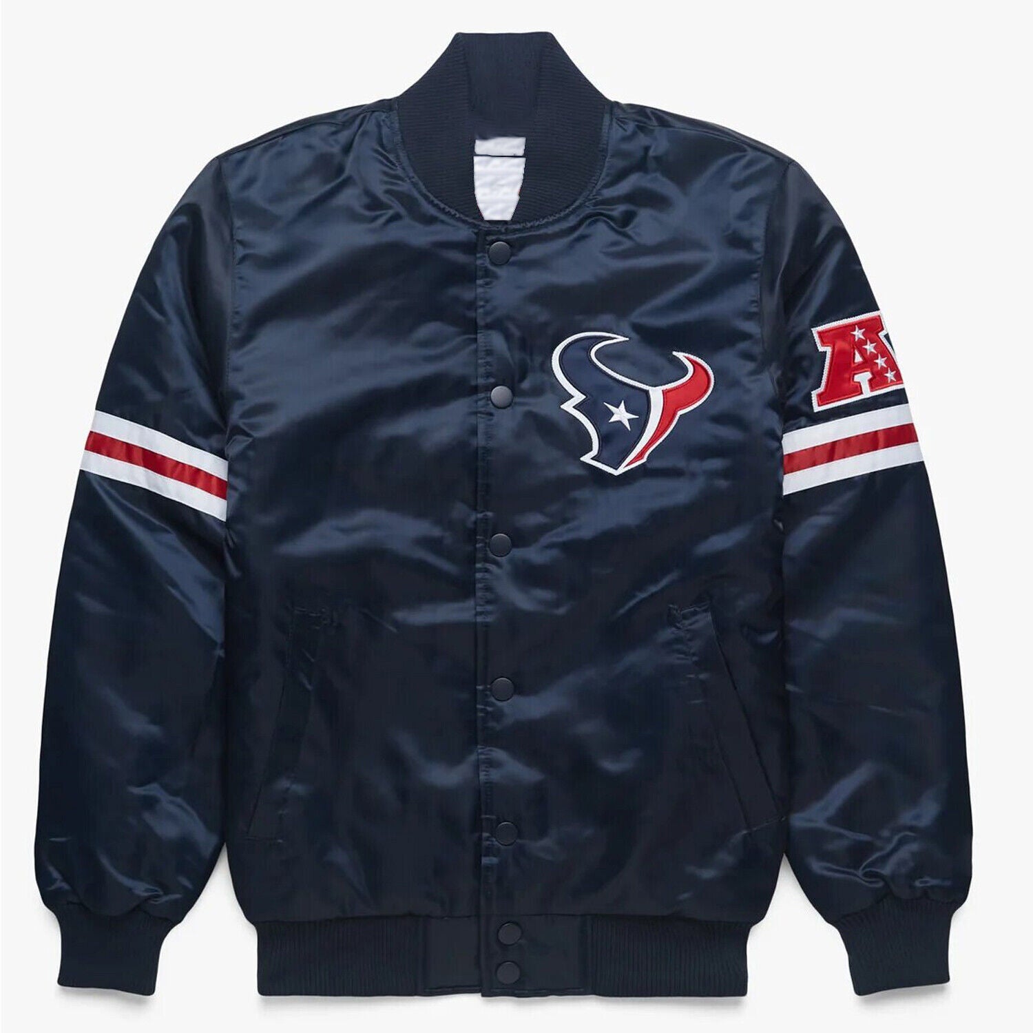 NFL Houston Texans Vintage 80's NavyBlue Satin Baseball Letterman Varsity Jacket