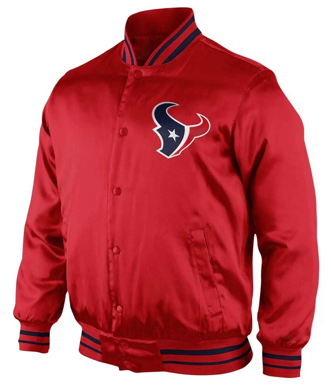 NFL Houston Texans Vintage 80s Red Satin Letterman Varsity Baseball Jacket