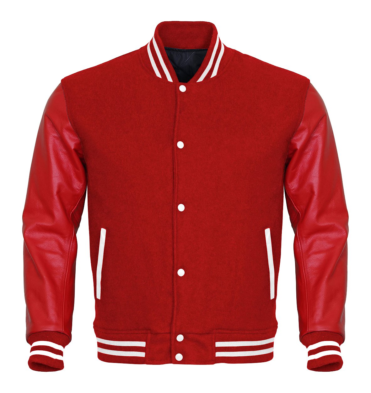 Varsity Letterman Bomber Retro Baseball Jacket Wool & Genuine Leather Sleeves