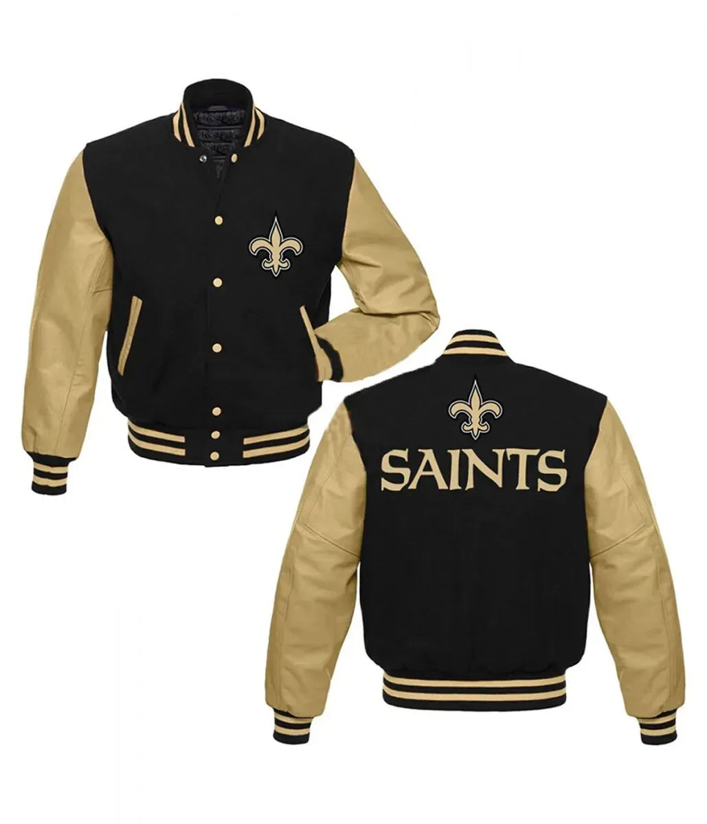 Letterman New Orleans Saints Black/Gold Varsity Jacket