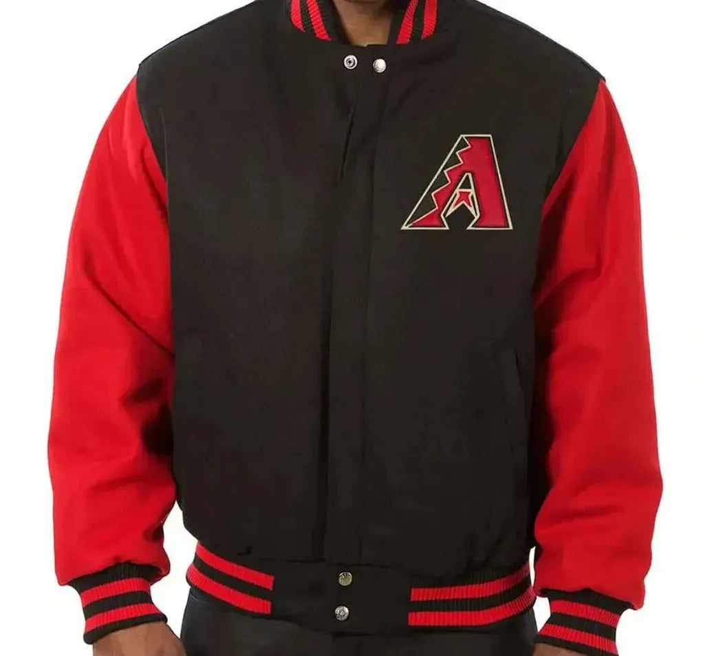 Letterman Arizona Diamondbacks Black and Red All Wool Varsity Jacket