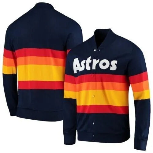 Houston Astros 1986 Blue and Rainbow Wool Varsity Jacket