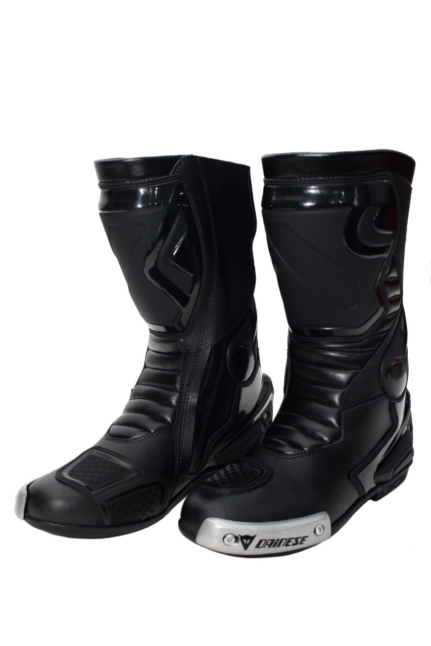 Chaussures de sport en cuir pour hommes, bottes longues noires et moto de course, bottes MN-04