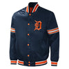 MLB Detroit Tigers Navy Blue Satin Bomber Letterman Baseball Varsity Jacket