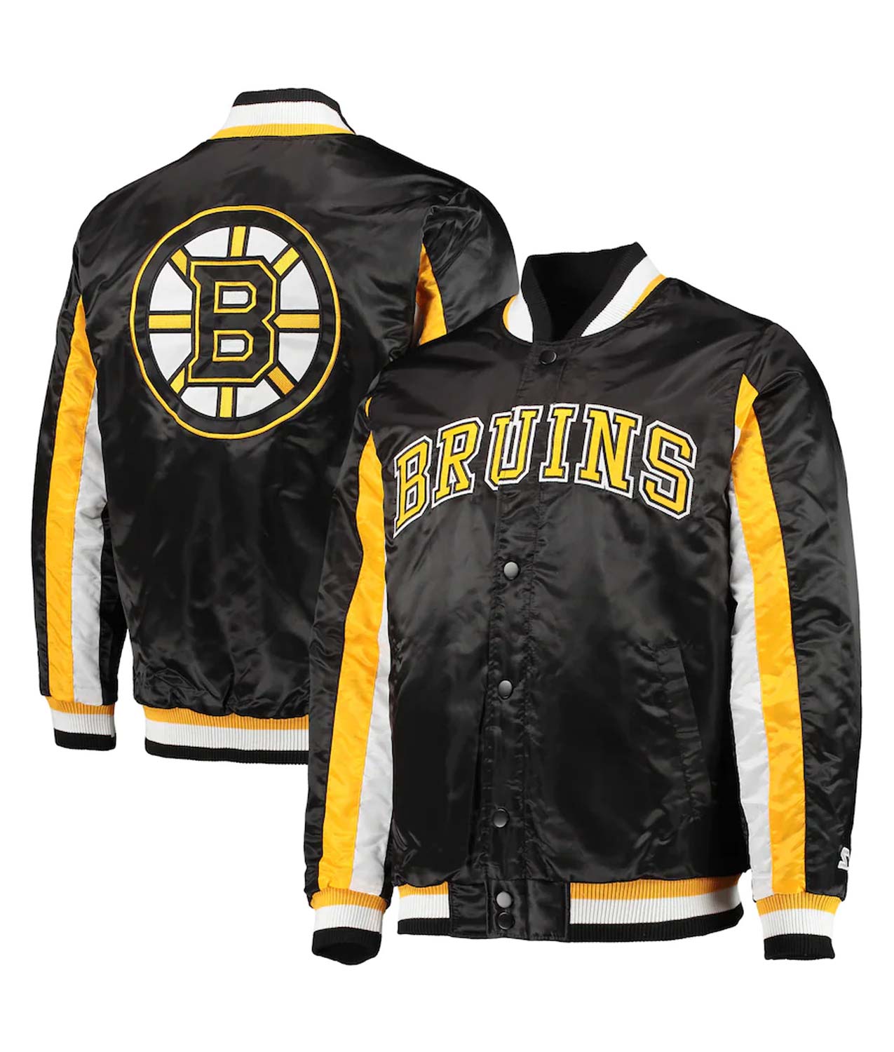 BOSTON BRUINS Starter Snap Down Jacket BLACK / YELLOW