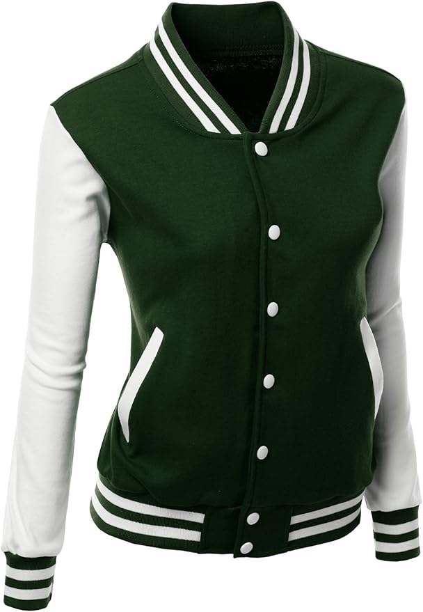 Women's Stylish Color Contrast Long Sleeves Varsity Jacket-05