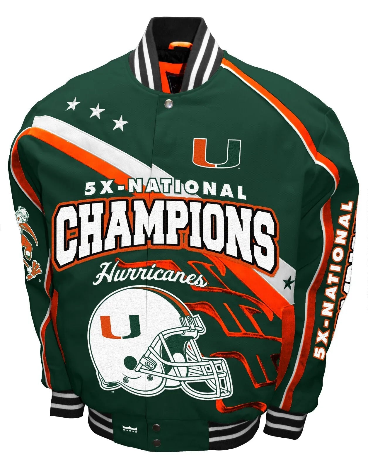 Miami Hurricanes NCAA 5 Time National Championship softshell sublimation  Jacket