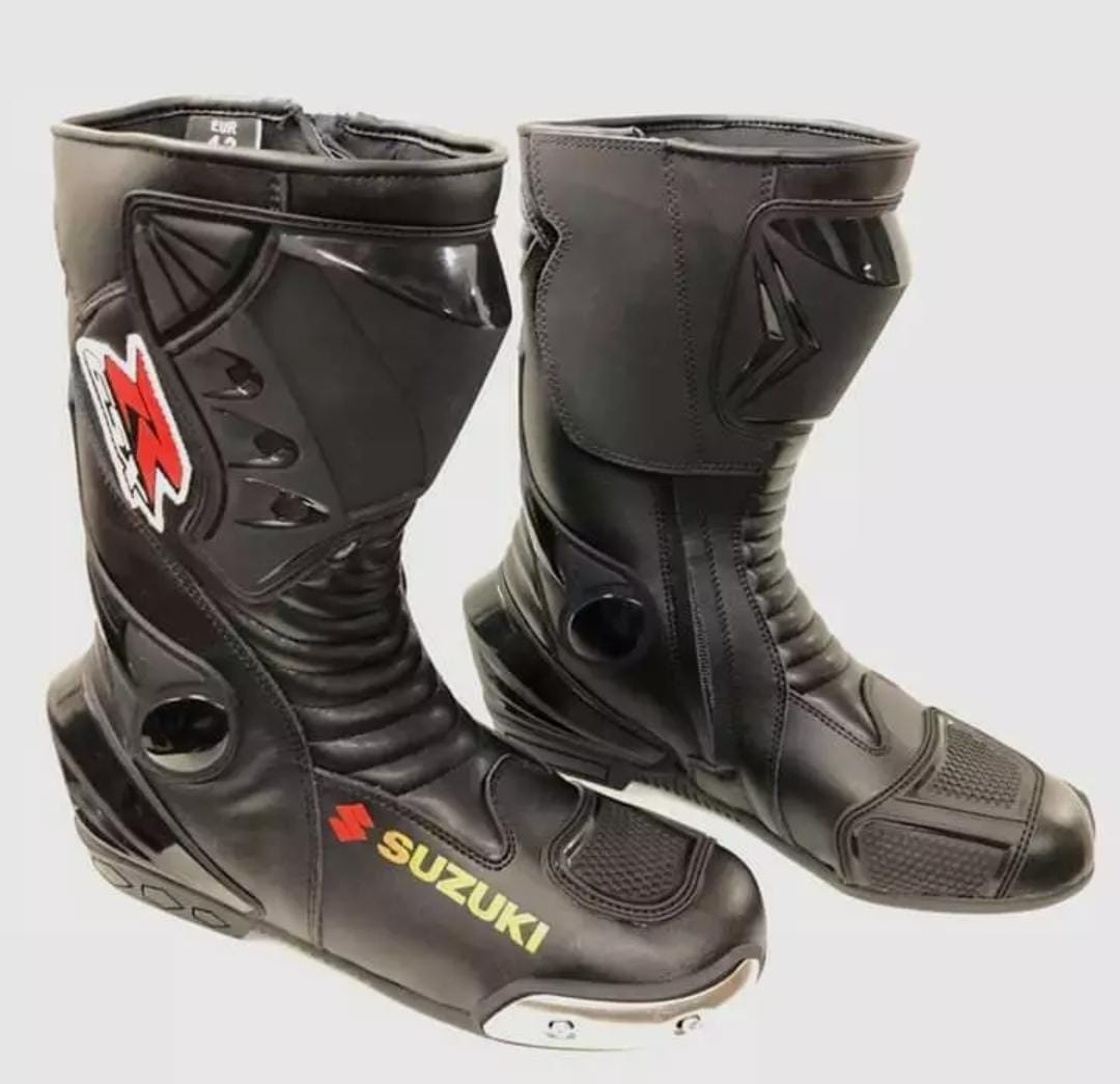 Chaussures de sport de course de moto en cuir pour hommes, bottes MN-019