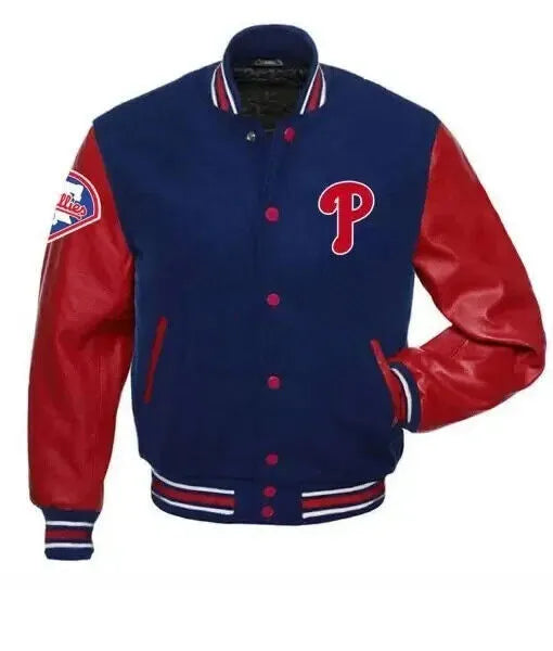 Letterman Philadelphia Phillies Varsity Jacket Blue and Red