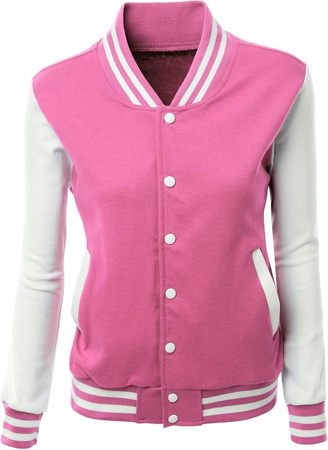 Women's Stylish Color Contrast Long Sleeves Varsity Jacket-01