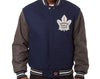 Toronto Maple Leafs Varsity Jacket Embroidered All Wool Two-Tone Jacket - Navy/G