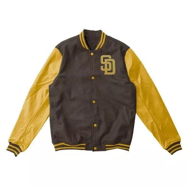 Letterman San Diego Padres Brown and Yellow Varsity Jacket