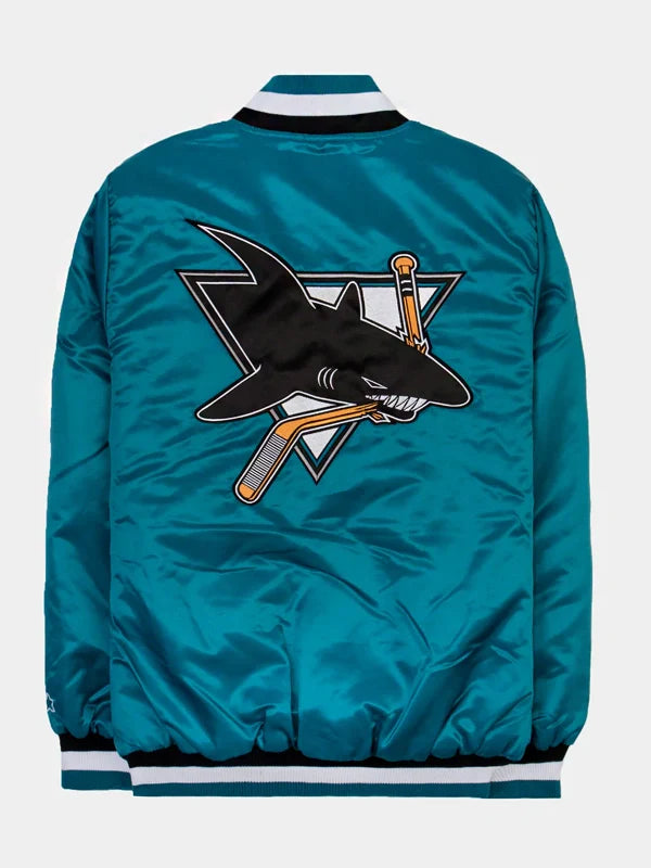 San Jose Sharks Aqua Green Satin Jacket