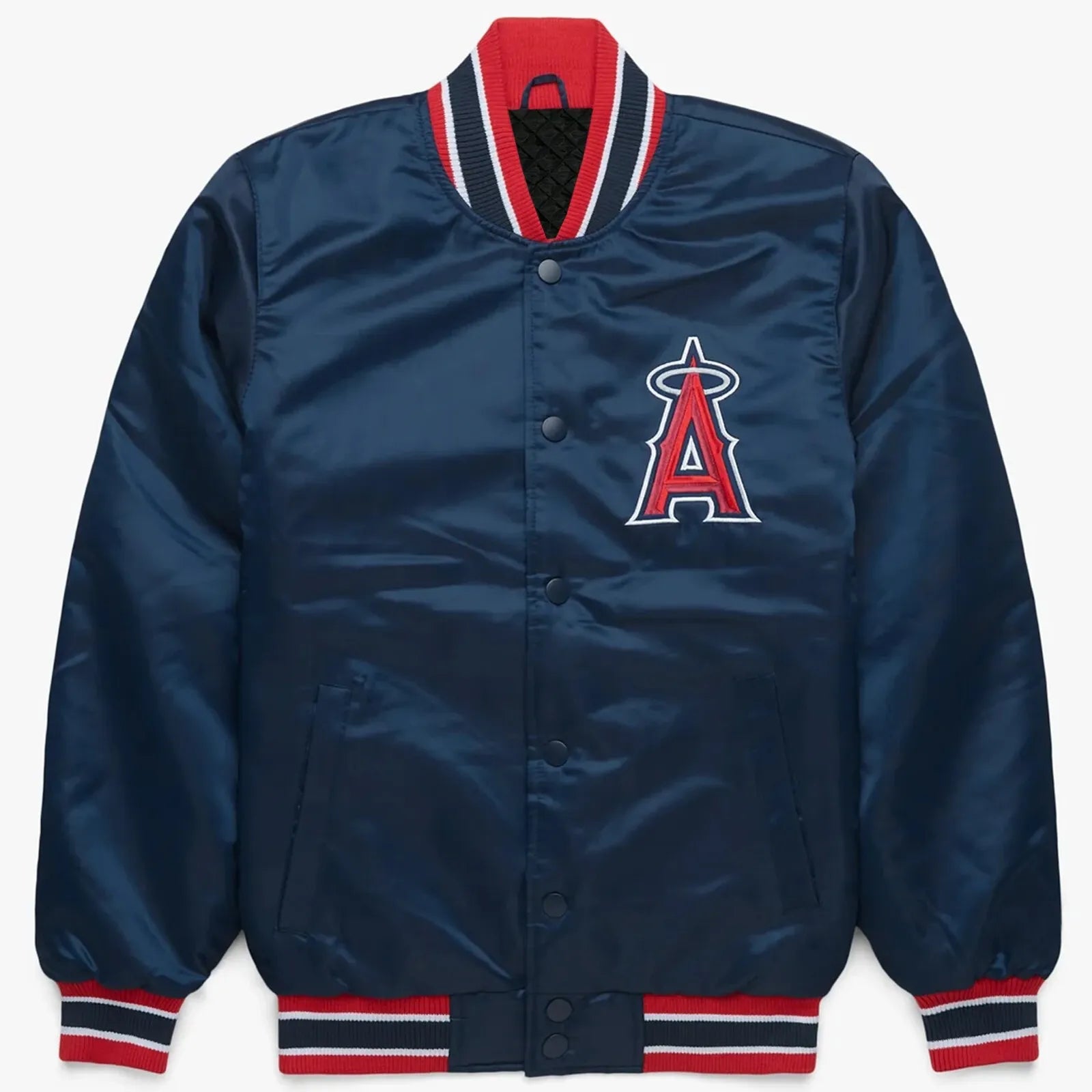 MLB Los Angeles Angels Navy Satin Bomber Style Baseball Letterman Varsity Jacket