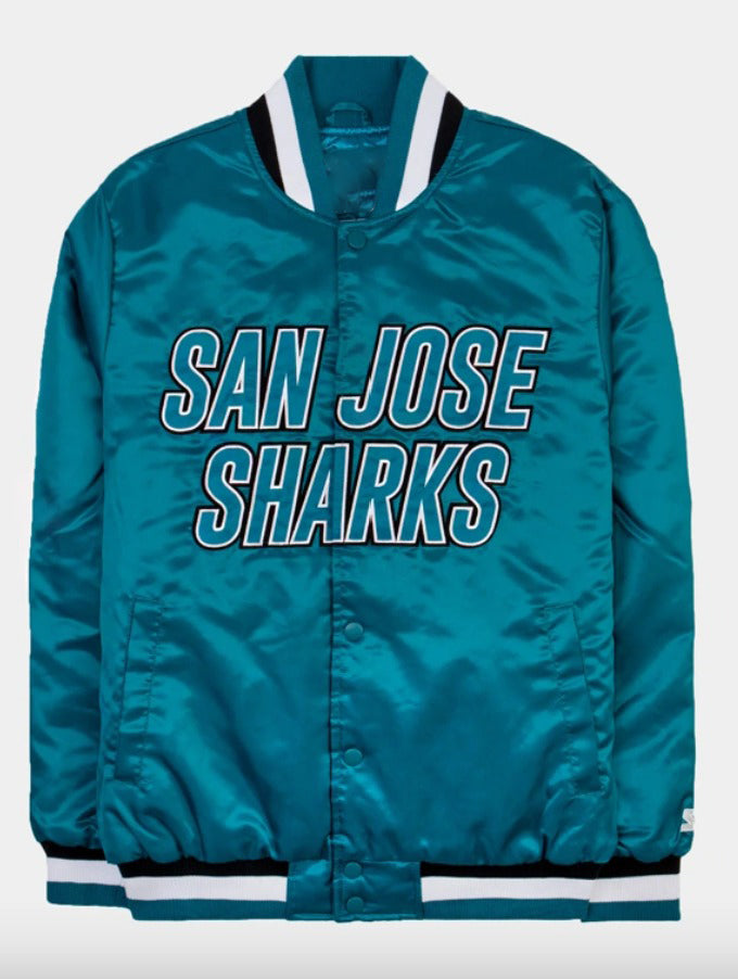 San Jose Sharks Aqua Green Satin Jacket