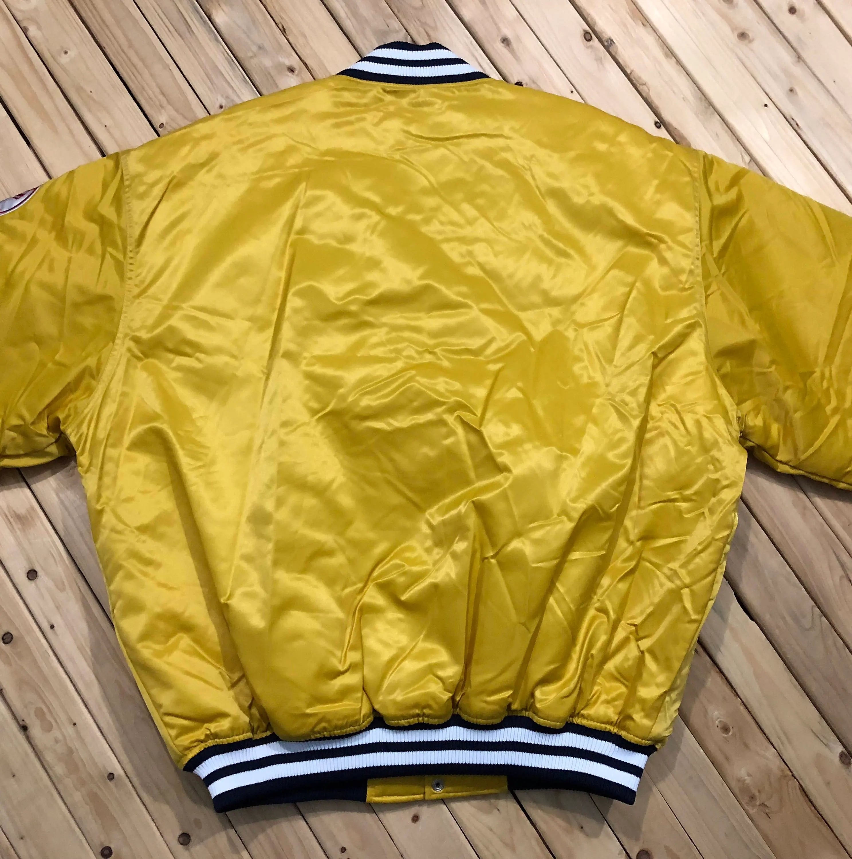 New York Yankees 90s yellow Satin Bomber Varsity Jacket For Men-02