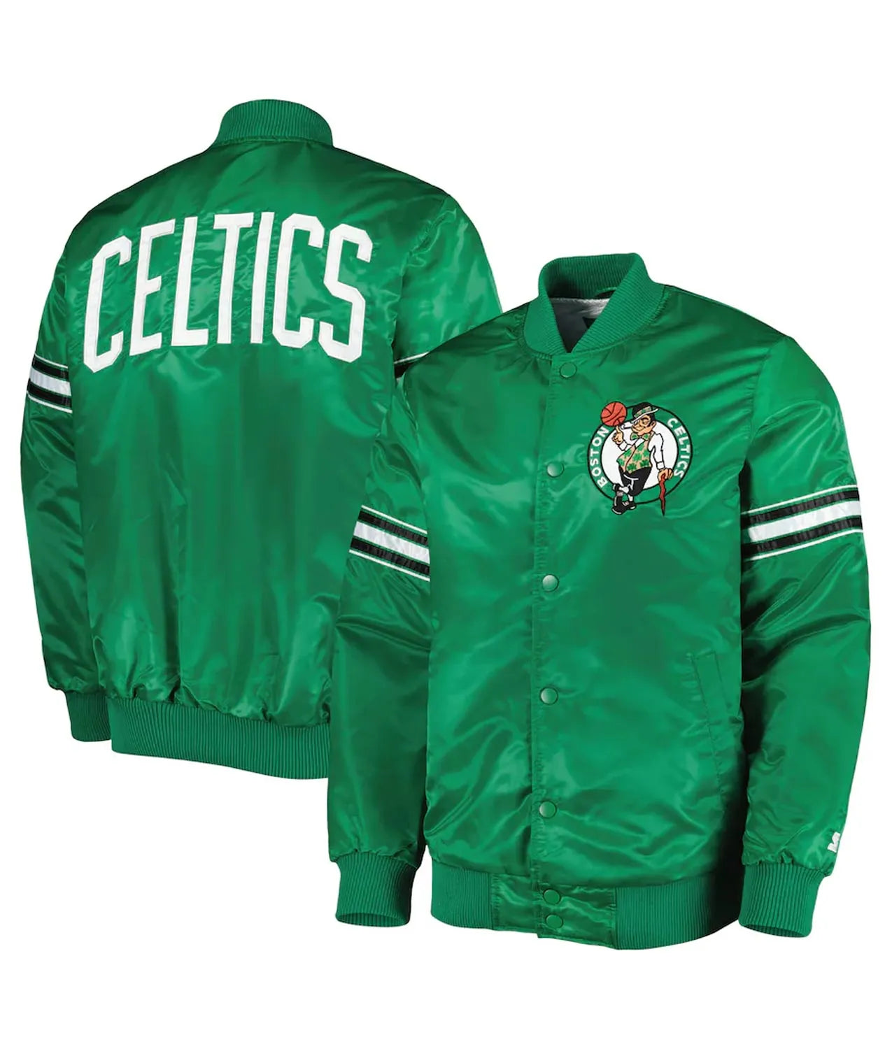 NBA Boston Celtics Green Satin Bomber Style Baseball Letterman Varsity Jacket