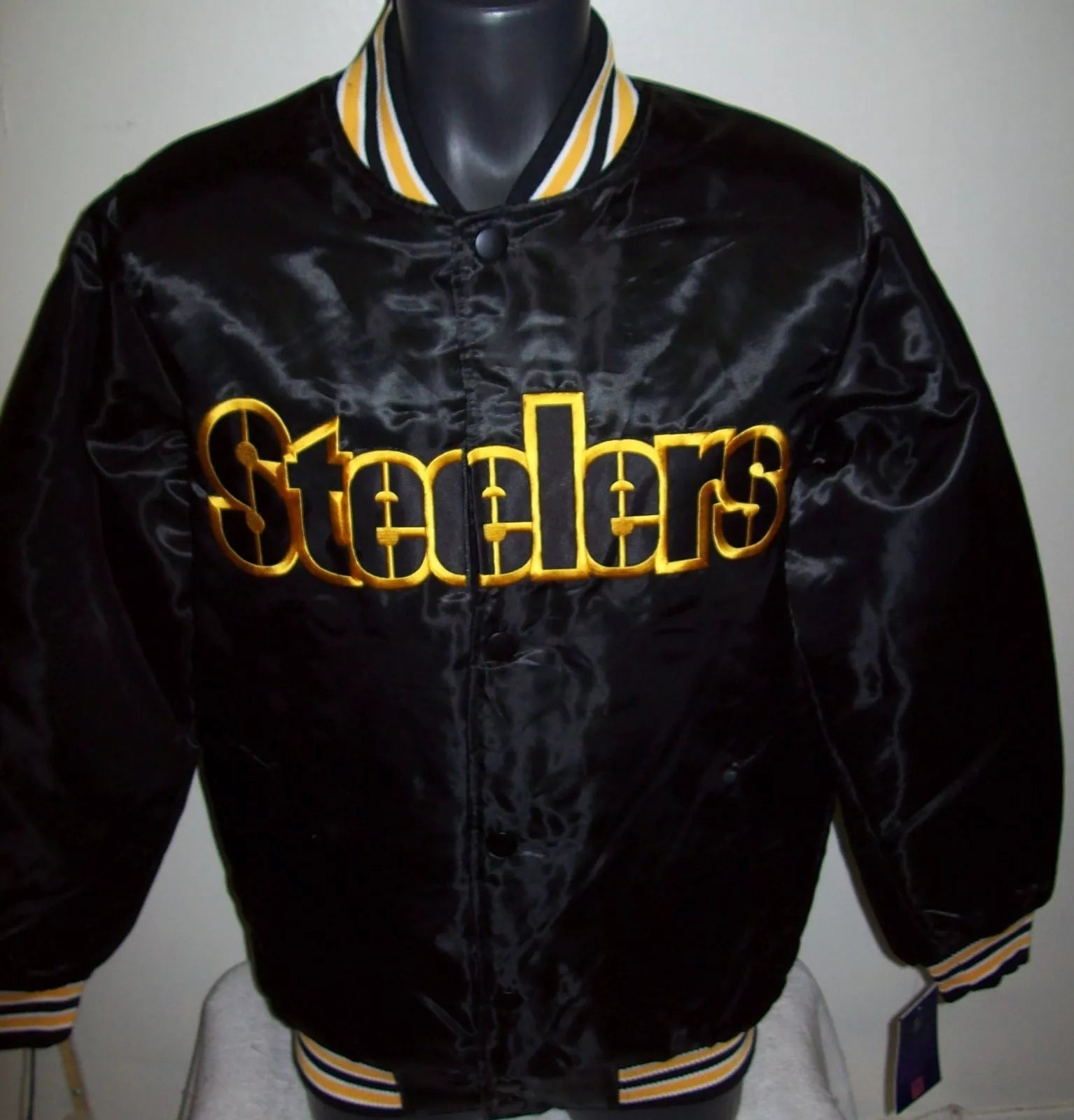 PITTSBURGH STEELERS Traditional STARTER Snap Down Jacket BLACK