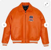 Avirex American Flight Real Bomber  Orange Leather Jacket Men