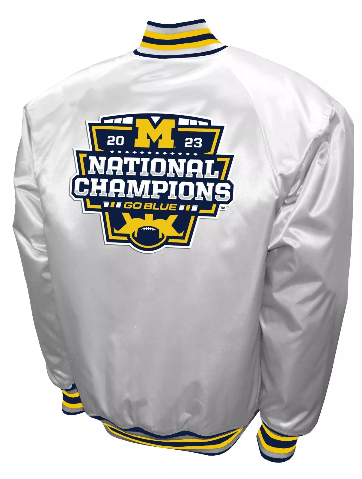 Michigan Wolverines 2023 National Champions Game Satin Full-Snap Jacket - White