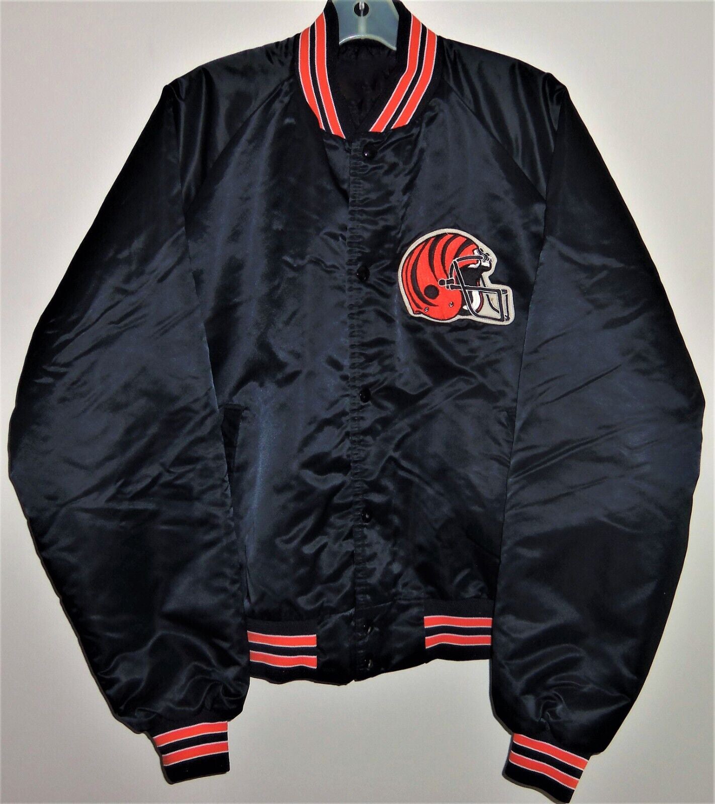 VINTAGE 80's CINCINNATI BENGALS NFL CHALKLINE SATIN THROWBACK SPELLOUT JACKET