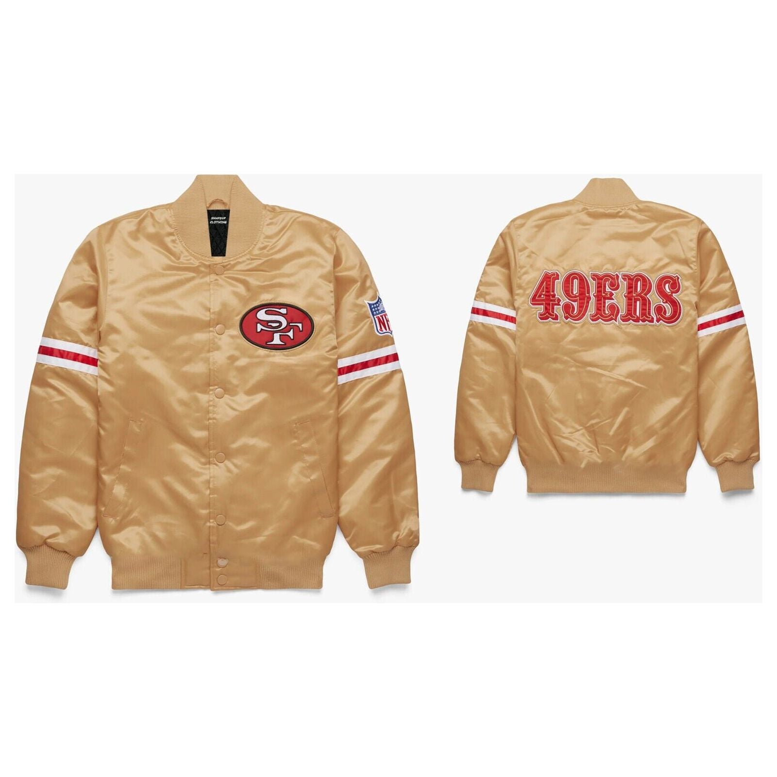 NFL Men's San Francisco 49ers Bomber Style Satin Lettermen Varsity Jacket-04