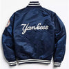 New York Yankees 90s Blue and White Satin Bomber Varsity Jacket For Men