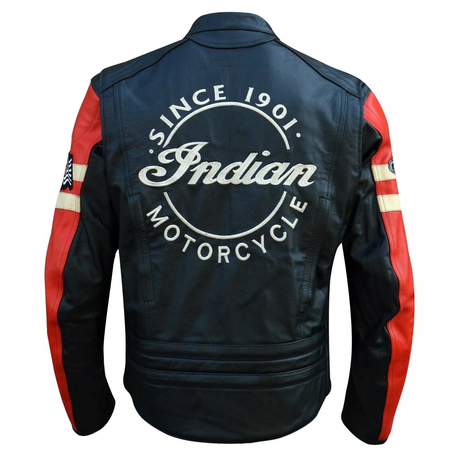 Men's Indian Motorcycle BLACK & RED Leather Jacket
