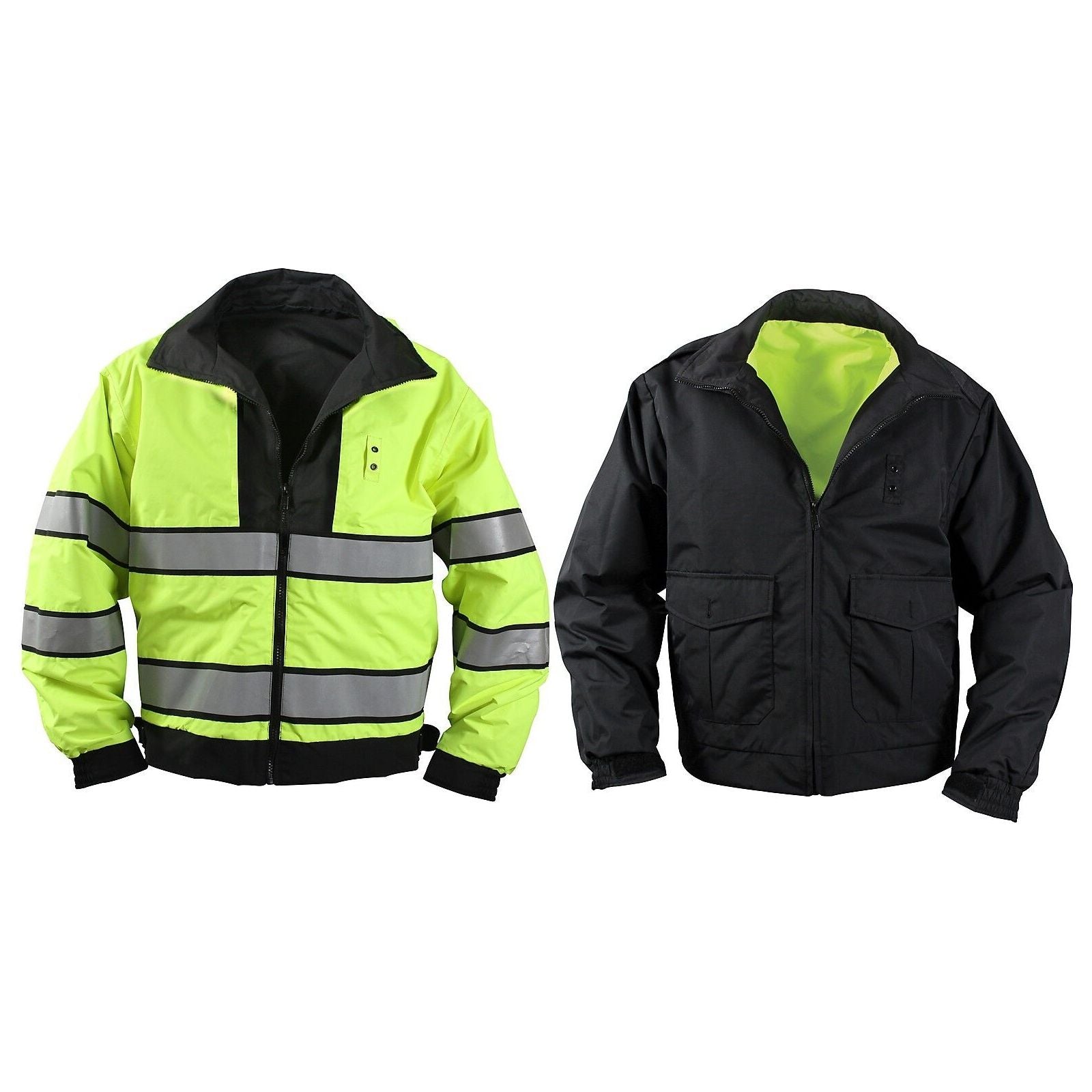 Reversible Hi-Visibility Yellow/Black Uniform Jacket - Police, Security, Guard