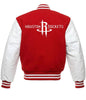 Letterman Houston Rockets Varsity Red and White Jacket-02