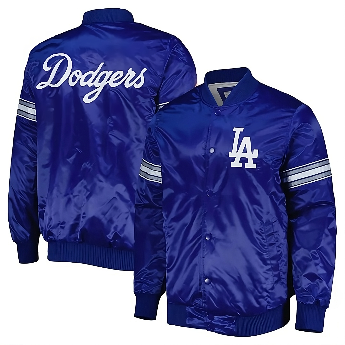 MLB Los Angeles Dodgers Blue Satin Varsity Jacket Full-snap Embroidery