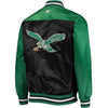 Philadelphia Eagles NFL Black & Green Satin Letterman Varsity Bomber Jacket