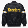 Black Classic style NFL Steelers Satin Varsity Jacket Embroidery logos