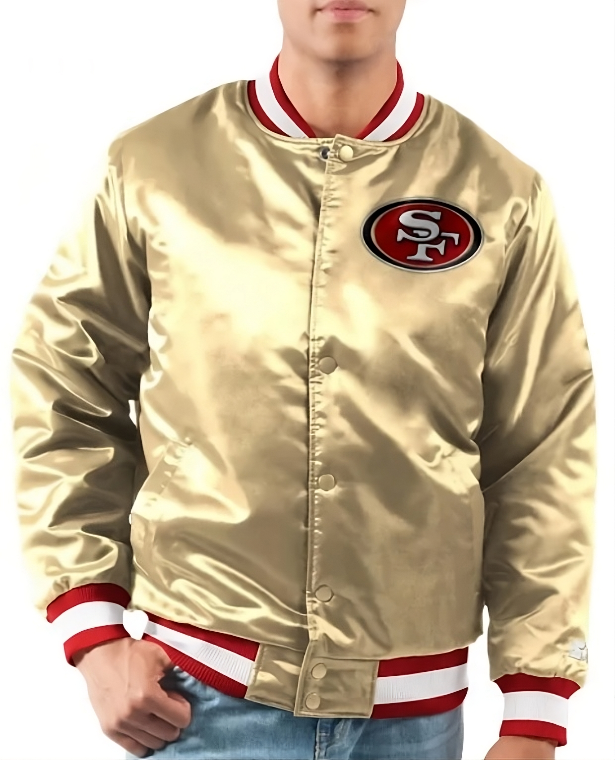 NFL Letterman San Francisco 49ers Satin Varsity Jacket full-snap Embroidery