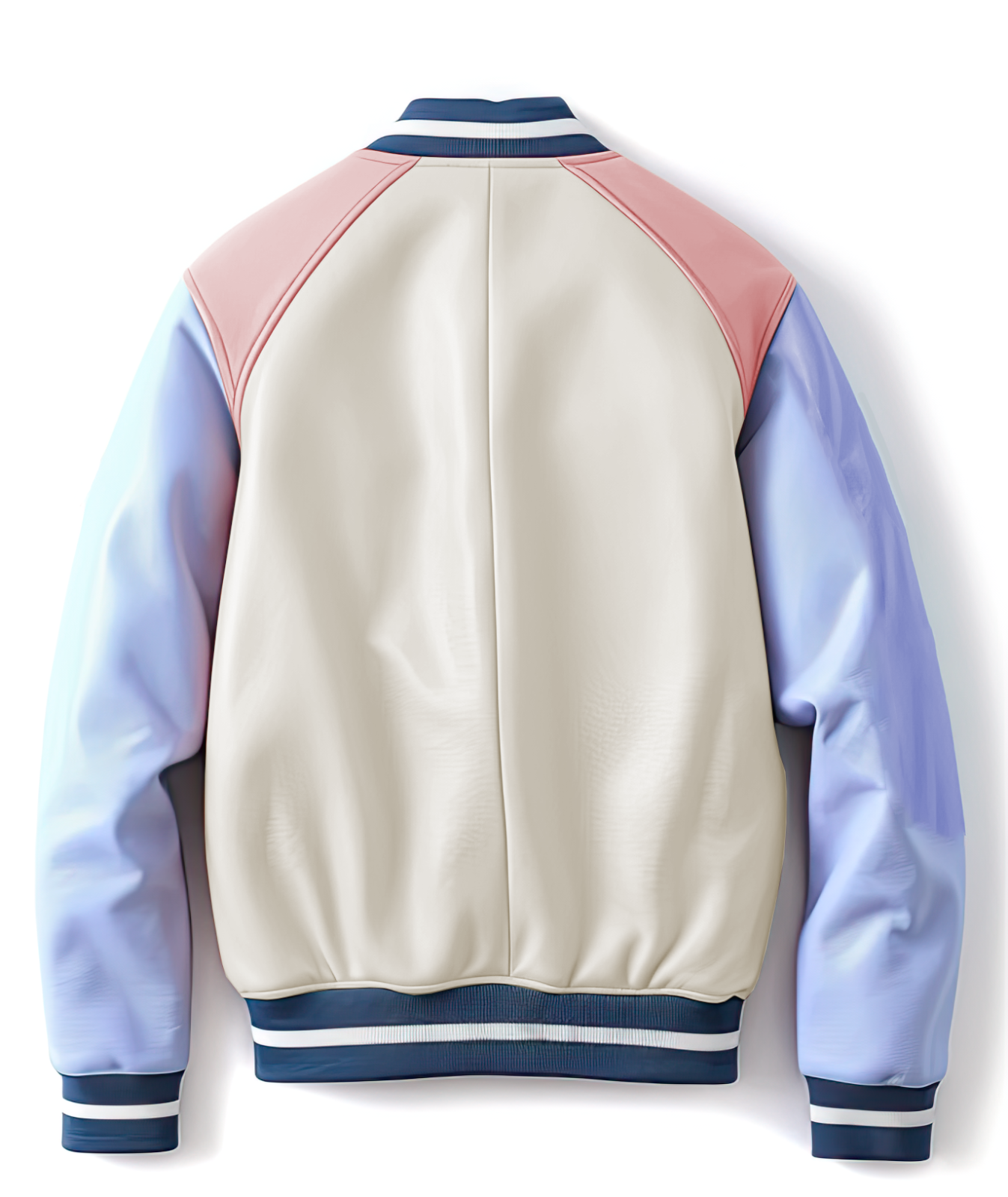 Men's Stylish Pastel Color Varsity Jacket Casual Slim Fit Bomber Leather Jacket