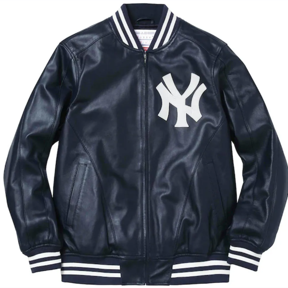 NY Yankees Letterman Varsity Leather Jacket Black