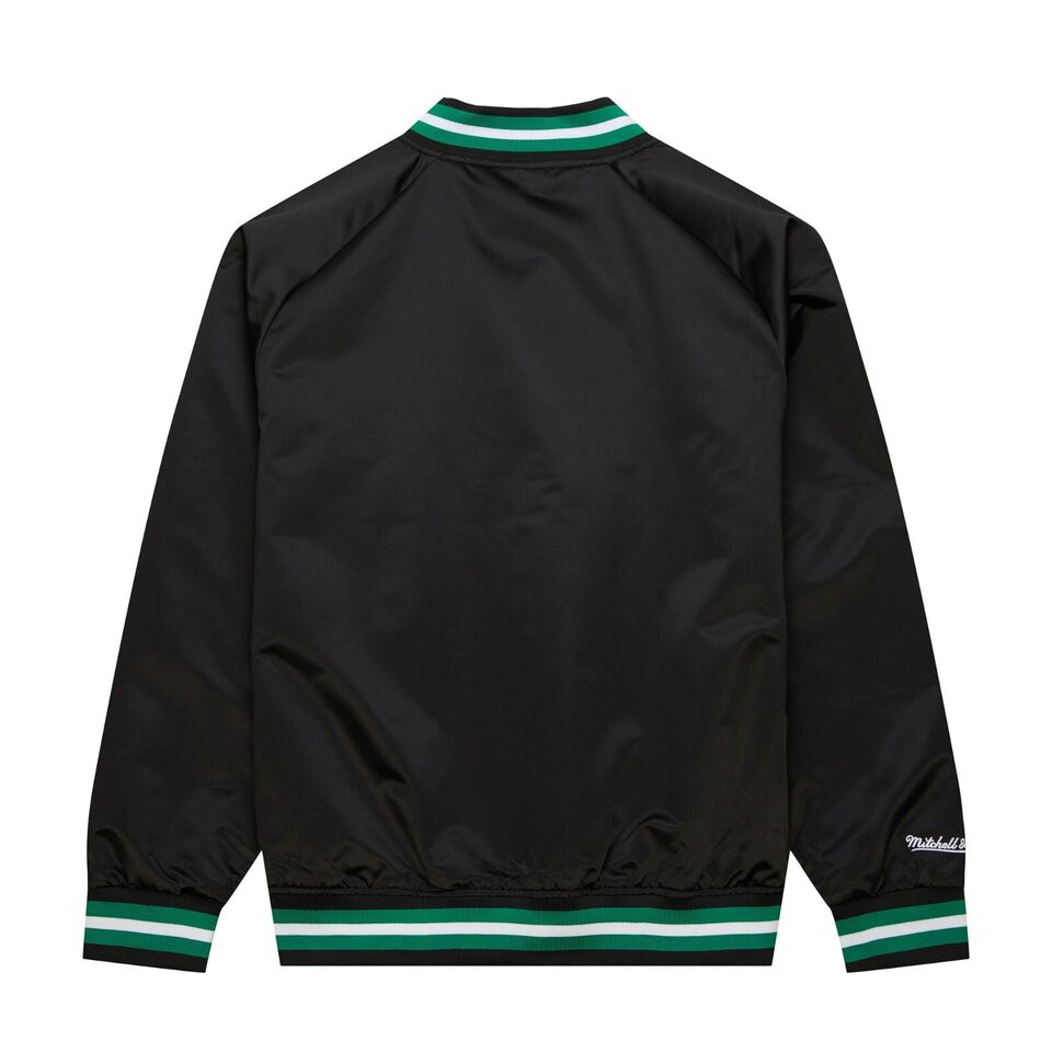 Boston Celtics Mitchell & Ness Black Satin Lightweight Full Snap Jacket